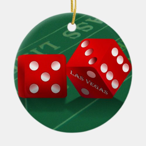 Craps Table With Las Vegas Dice Ceramic Ornament