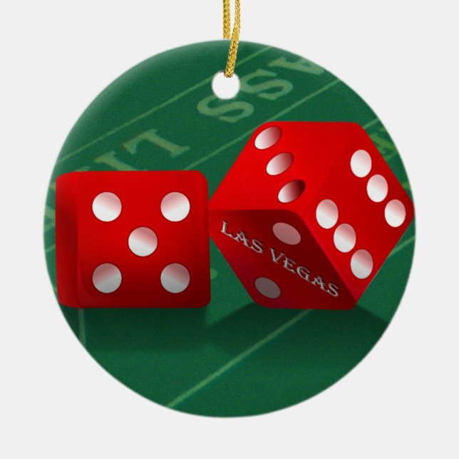 Craps Table With Las Vegas Dice Ceramic Ornament (Front)