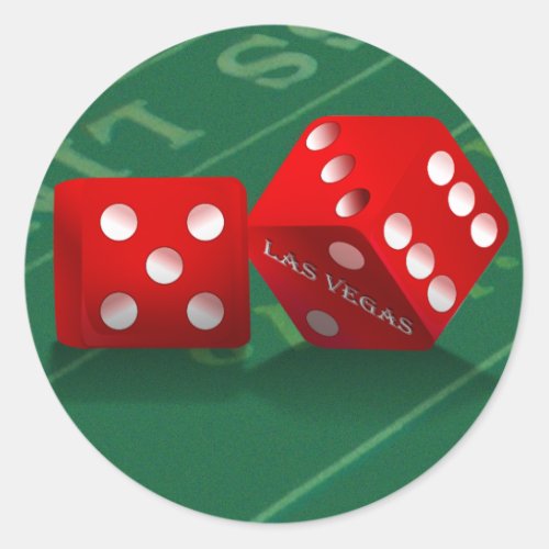 Craps Table With Las Vegas Dice Classic Round Sticker