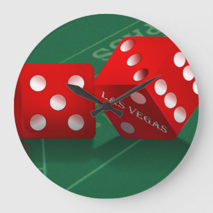 Craps Table With Las Vegas Dice Large Clock
