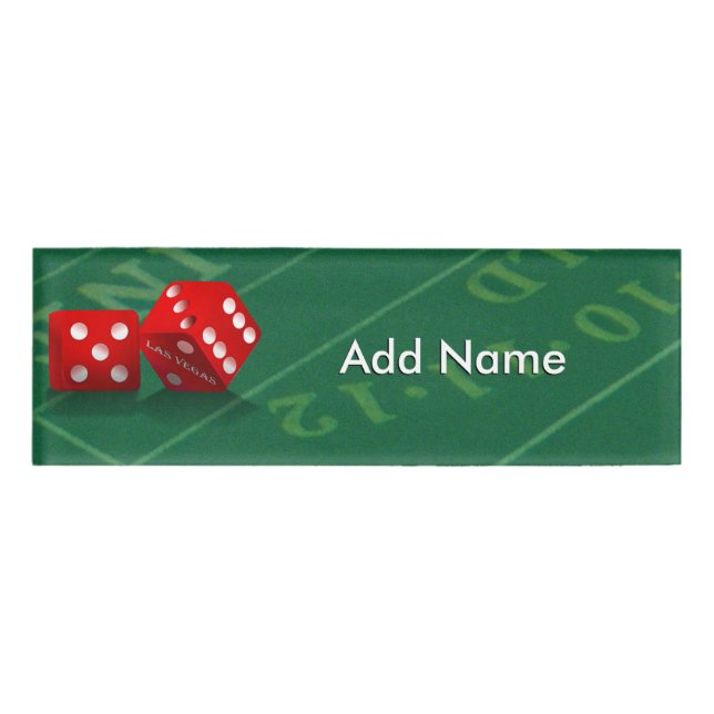 Craps Table With Las Vegas Dice Name Tag (Front)