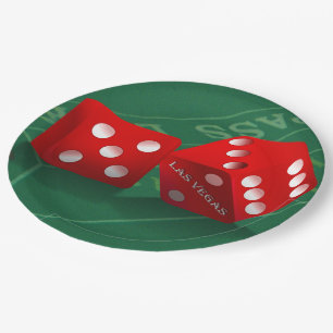 Craps Table With Las Vegas Dice Paper Plates