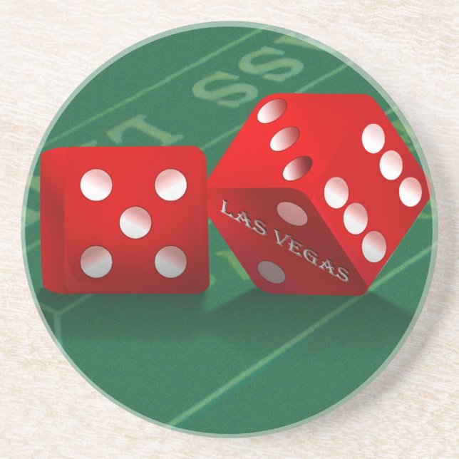 Craps Table With Las Vegas Dice Sandstone Coaster (Front)