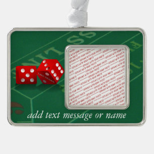 Craps Table With Las Vegas Dice Silver Plated Framed Ornament