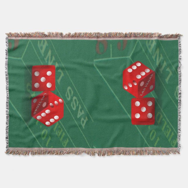 Craps Table With Las Vegas Dice Throw Blanket (Front)