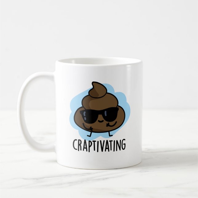 Craptivating Funny Cool Poop Pun  Coffee Mug (Left)