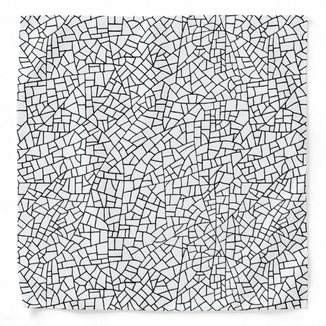 Craquelure Pattern - Black on White Bandana (Front)