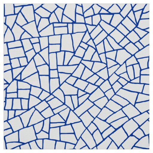Craquelure Pattern - Navy Blue on White Fabric