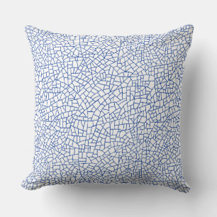 Craquelure Pattern - Navy Blue on White Throw Pillow