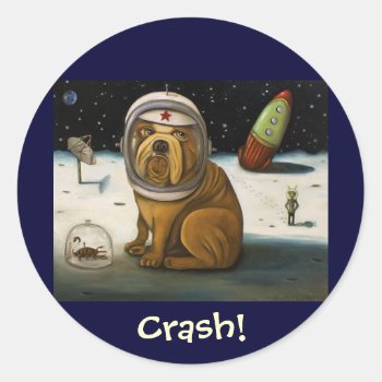 Crash 2  Not Again! Classic Round Sticker by paintingmaniac at Zazzle