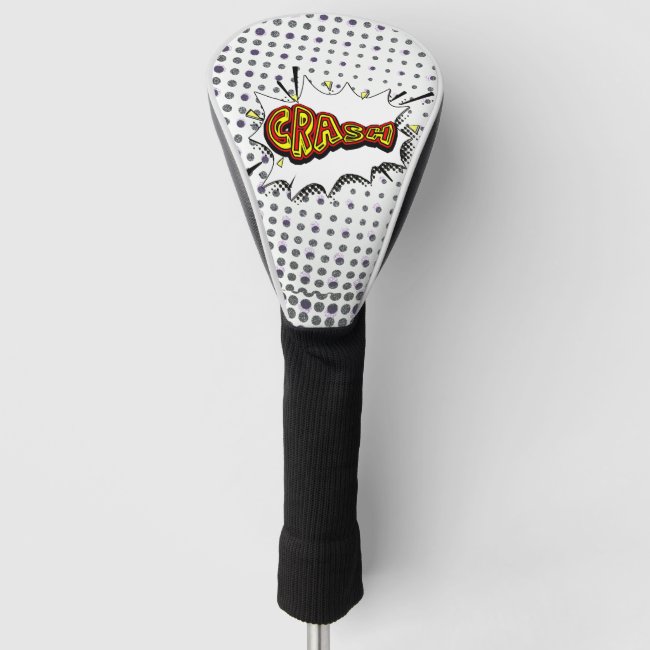 Crash Action Bubble Red and Yellow Typography Golf Head Cover