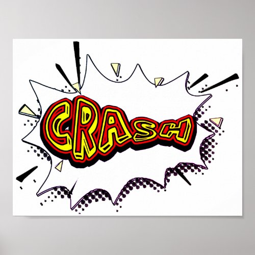 Crash Action Bubble Red and Yellow Typography Poster