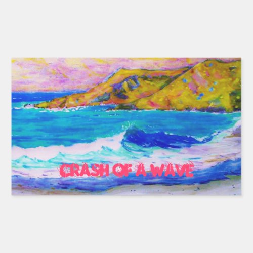 crash of a wave rectangular sticker