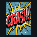 CRASH! Shattered Pop Art Explosion Poster<br><div class="desc">Bring the explosive energy of a classic comic book panel to your wall with this dynamic "CRASH!" pop art poster. This unique artwork captures a moment of pure impact, featuring shattered, fractured lettering surrounded by flying glass shards, motion lines, and a vibrant starburst. With its bold colors, retro halftone dots,...</div>