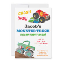 Crash Smash Monster Truck Birthday Bash Watercolor