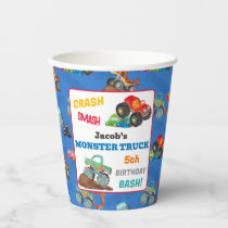 Crash Smash Monster Truck Birthday Bash Watercolor Paper Cups