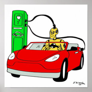 Crash Test Dummy & Car Recharging Poster