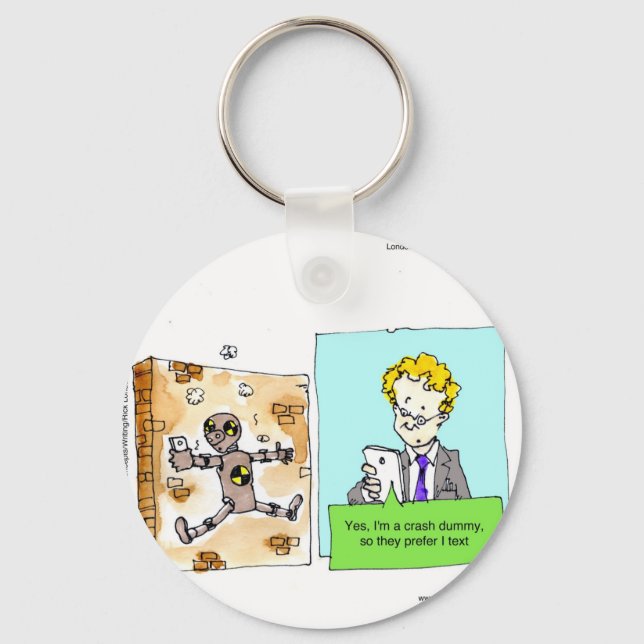 Crash Text Dummy Funny Keychain (Front)