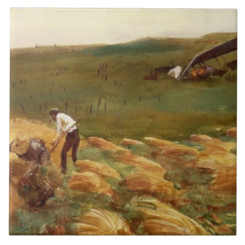 Crashed Airplane by John Singer Sargent Ceramic Tile