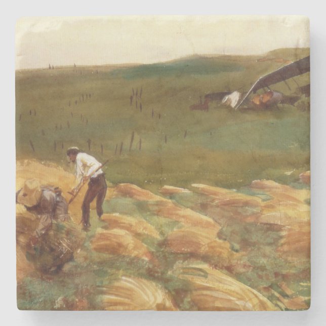 Crashed Airplane (by John Singer Sargent) Stone Coaster (Front)