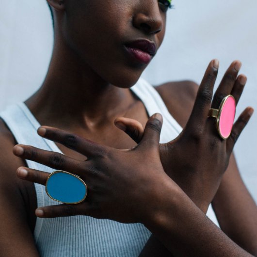 Crashed Meteorite Resin and Brass Ring (Front Right)