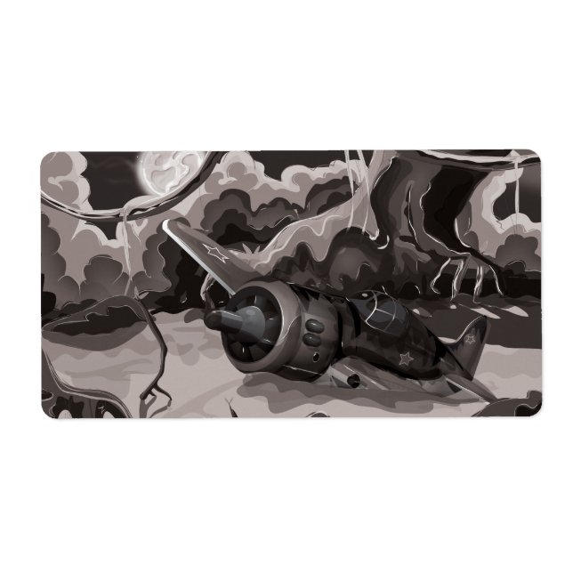 Crashed World War Fighter Aircraft Label (Front)
