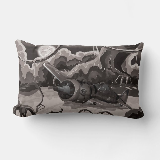 Crashed World War Fighter Aircraft Lumbar Pillow (Front)