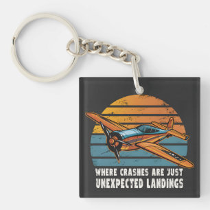 Crashes Are Unexpected Landings Funny RC Plane Keychain