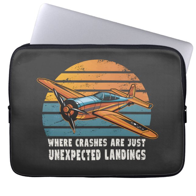 Crashes Are Unexpected Landings Funny RC Plane Laptop Sleeve (Front)