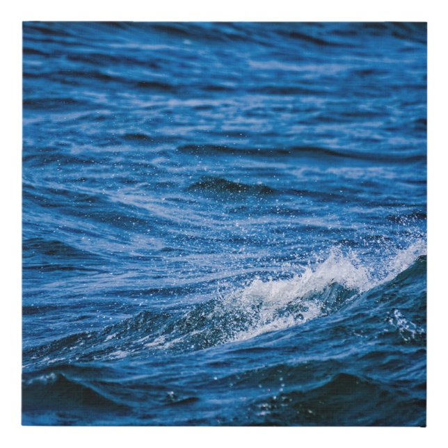 Crashing Blue Waves Faux Canvas Print (Front)