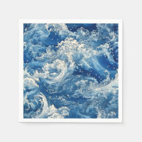 Crashing blue waves Napkins