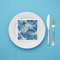 Crashing blue waves Napkins