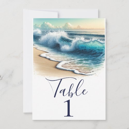 Crashing Ocean Waves Coastal Beach Table Number