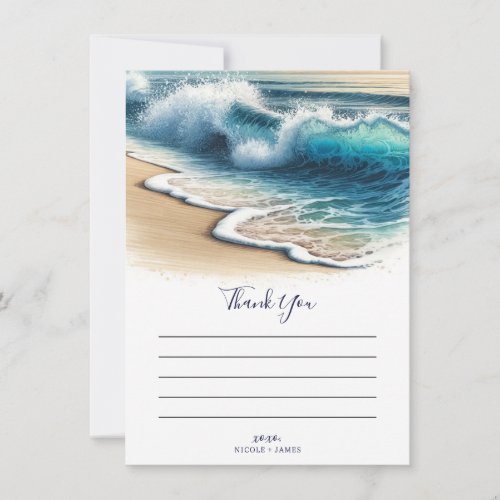 Crashing Ocean Waves Coastal Beach Thank You Invitation