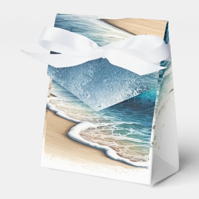 Crashing Ocean Waves Coastal Beach Wedding Favor Boxes (Front Side)