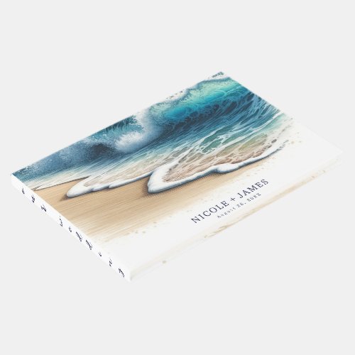 Crashing Ocean Waves Coastal Beach Wedding Guest Book