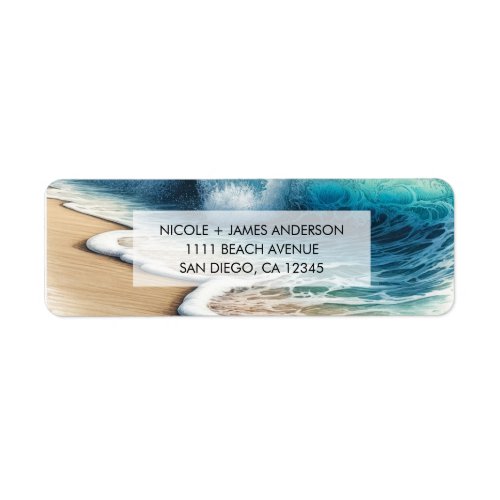 Crashing Ocean Waves Coastal Beach Wedding Label