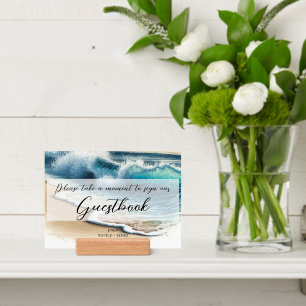 Crashing Ocean Waves Coastal Beach Wedding Sign Holder