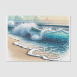 Crashing Ocean Waves Coastal Beach Wedding Tissue Paper