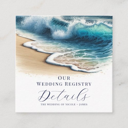 Crashing Ocean Waves Coastal Registry QR Code Square Business Card