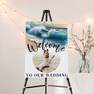 Crashing Ocean Waves Coastal Wedding Sign
