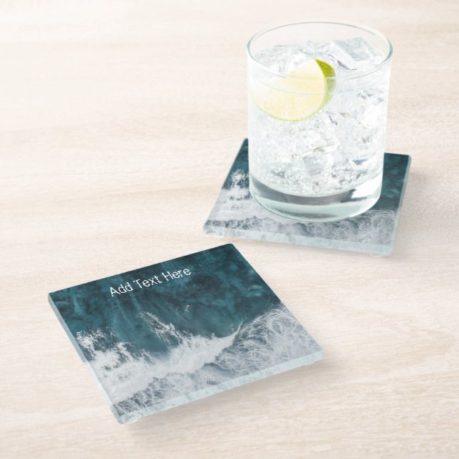 Crashing Ocean Waves Glass Coaster (Angled)