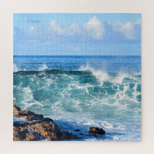 Crashing Ocean Waves in Hawaii - 20x20 inch Jigsaw Puzzle (Vertical)