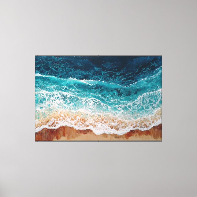 Crashing Ocean Waves on Shore Abstract Wall Art (Front)