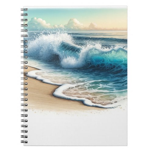 Crashing Ocean Waves Rustic Coastal Beach  Notebook