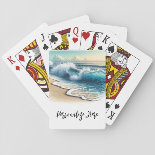 Crashing Ocean Waves Rustic Coastal Beach Wedding Poker Cards