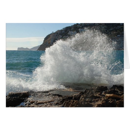 Crashing Surf on Rocks, Mallorca, Spain Cards (Front Horizontal)