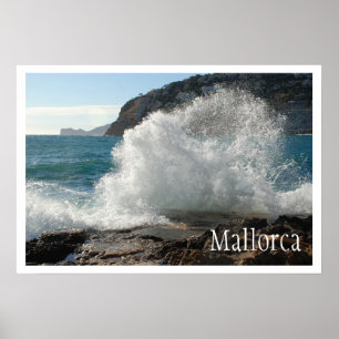 Crashing Surf on Rocks, Mallorca, Spain Poster