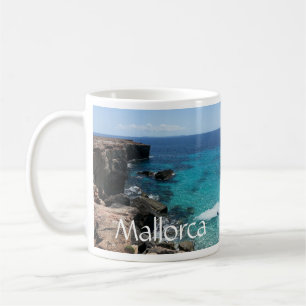 Crashing Surf on Rocks, Teal Water, Coast Mallorca Coffee Mug