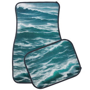 Crashing Turquoise Ocean Waves Car Floor Mat
